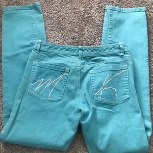 Michael Kors Teal Back Pocket Embellishment Jeans Sz 6